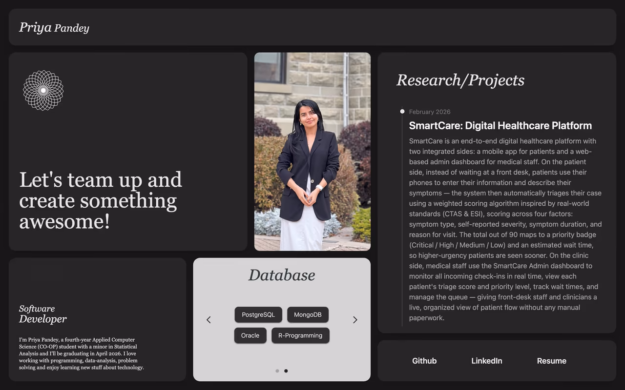 Priya Pandey personal portfolio website homepage